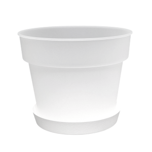 Doniczka Planti 23,5cm 5,4L przeźroczysta mleczna z białą podstawką