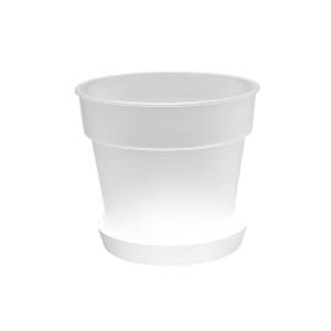 Doniczka Planti 12,5cm 0,9L przeźroczysta mleczna z białą podstawką