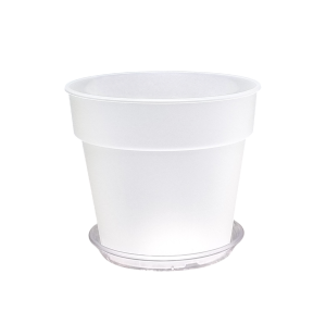 Doniczka Planti 14,5cm 1,4L przeźroczysta mleczna z podstawką