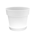 Doniczka Planti 19,5cm 3L przeźroczysta mleczna z białą podstawką