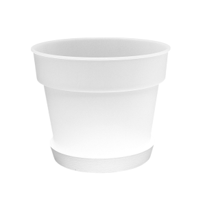 Doniczka Planti 19,5cm 3L przeźroczysta mleczna z białą podstawką