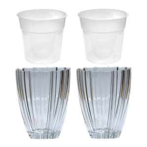 Doniczki do storczyków osłonki szklane z wkładami ISMENA CLEAR 13cm x 2szt.
