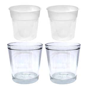Doniczki do storczyków osłonki szklane z wkładami CYNTIA CLEAR 13cm x 2szt.