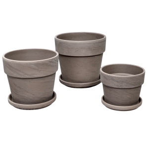 Doniczki gliniane CALIMA BAZALT - zestaw 3 doniczek - 12cm, 14cm i 16cm