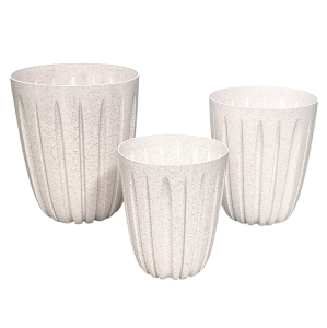 Doniczki Wario Eco Wood beżowe - zestaw 3 donic - 14cm 16,5cm 19cm