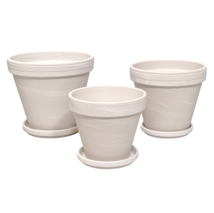 Doniczki gliniane Terakota GRANIT - zestaw 3 doniczek - 14cm, 16cm, 18cm