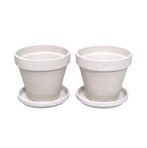 Doniczki gliniane Granit Proste 12cm z podstawkami x 2szt. - jasna terakota