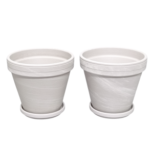 Doniczki gliniane Granit Proste 16cm z podstawkami x 2szt. - jasna terakota