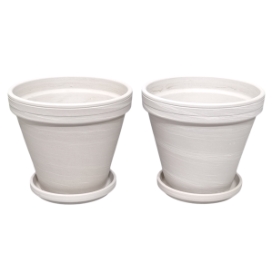 Doniczki gliniane Granit Proste 18cm z podstawkami x 2szt. - jasna terakota