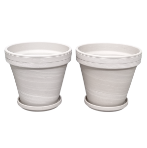 Doniczki gliniane Granit Proste 20cm z podstawkami x 2szt. - jasna terakota