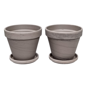 Doniczki gliniane Bazalt 13cm z podstawkami x 2szt. - donice terakotowe