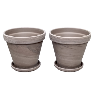Doniczki gliniane Bazalt 17cm z podstawkami x 2szt. - donice terakotowe