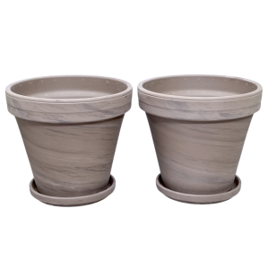 Doniczki gliniane Bazalt 20cm z podstawkami x 2szt. - donice terakotowe