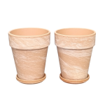 Doniczki gliniane HM Piasek XL 11cm z podstawkami x 2szt. - terakota melanż