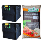 Doniczki filcowe growbagi 11L KW x2 + Ziemia ekologiczna do pomidorów 20L