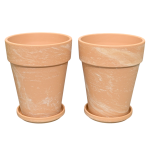 Doniczki gliniane HM Piasek XL 17cm z podstawkami x 2szt. - terakota melanż