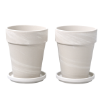 Doniczki gliniane Granit XL 12cm z podstawkami x 2szt. - jasna terakota