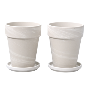 Doniczki gliniane Granit XL 12cm z podstawkami x 2szt. - jasna terakota