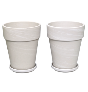 Doniczki gliniane Granit XL 15cm z podstawkami x 2szt. - jasna terakota