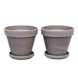 Doniczki gliniane Bazalt 11cm z podstawkami x 2szt. - donice terakotowe