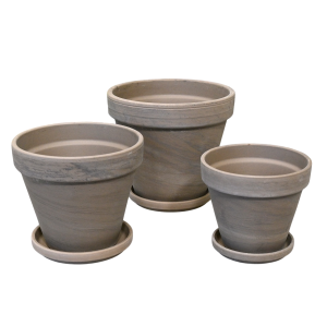 Doniczki gliniane Terakota BAZALT - zestaw 3 doniczek - 11cm, 13cm, 15cm