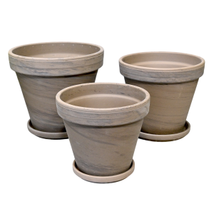 Doniczki gliniane Terakota BAZALT - zestaw 3 doniczek - 15cm, 17cm, 20cm