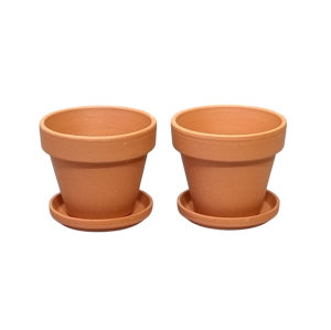 Doniczki ceramiczne gliniane naturalne Terakota 7cm z podstawkami x 2szt.