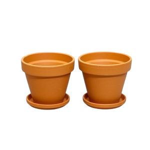 Doniczki ceramiczne gliniane naturalne Terakota 9cm z podstawkami x 2szt.