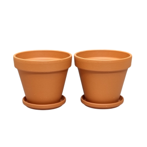 Doniczki ceramiczne gliniane naturalne Terakota 11cm z podstawkami x 2szt.