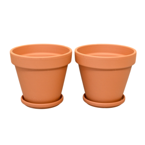 Doniczki ceramiczne gliniane naturalne Terakota 12cm z podstawkami x 2szt.