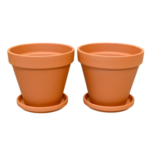 Doniczki ceramiczne gliniane naturalne Terakota 13cm z podstawkami x 2szt.