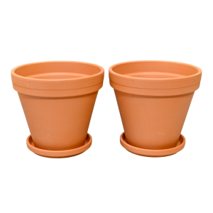 Doniczki ceramiczne gliniane naturalne Terakota 14cm z podstawkami x 2szt.