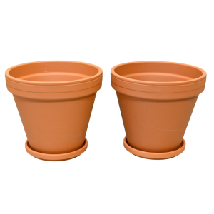 Doniczki ceramiczne gliniane naturalne Terakota 16cm z podstawkami x 2szt.