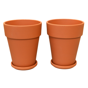 Doniczki gliniane ceglane Terakota Natur XL 14cm z podstawkami x 2szt.