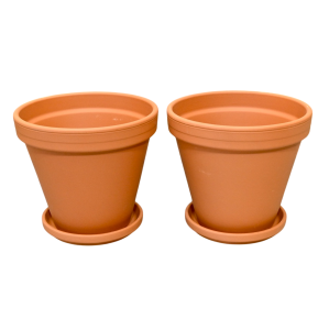 Doniczki ceramiczne gliniane naturalne Terakota 17cm z podstawkami x 2szt.