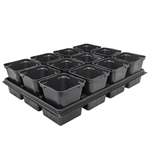 Rozsadnik HORTI-12/9/KW paleta rozsadowa + doniczki produkcyjne kwadratowe