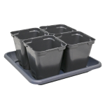 Rozsadnik domowy parapetowy Horti H4 - doniczki kwadratowe P9 + podstawka