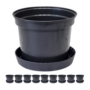 Doniczki produkcyjne czarne RS0.5 0,5L 11cm okrągłe z podstawkami x 10szt.