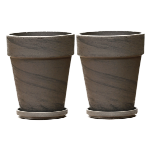 Doniczki ceramiczne gliniane Terakota BAZALT XL 11cm z podstawkami x 2szt.