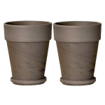 Doniczki ceramiczne gliniane Terakota BAZALT XL 14cm z podstawkami x 2szt.