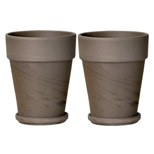 Doniczki ceramiczne gliniane Terakota BAZALT XL 14cm z podstawkami x 2szt.