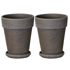 Doniczki ceramiczne gliniane Terakota BAZALT XL 17cm z podstawkami x 2szt.