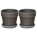 Doniczki gliniane ceramiczne terakotowe CALIMA BAZALT 14cm z podstawkami x2