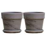Doniczki gliniane ceramiczne z terakoty CALIMA BAZALT 16cm z podstawkami x2