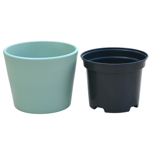 Doniczka ceramiczna PRYMULA 12cm ZIELONA SZAŁWIA - osłonka z wkładem