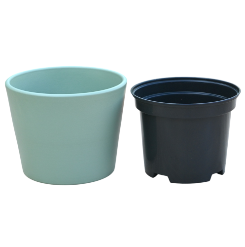 Doniczka Prymula 12cm zielona szałwia z wkładem - 1 - .png
