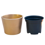 Doniczka ceramiczna PRYMULA 12cm ZŁOTA PERŁOWA - osłonka z wkładem