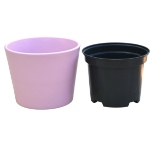 Doniczka ceramiczna PRYMULA 12cm RÓŻOWA JASNA MATOWA - osłonka z wkładem