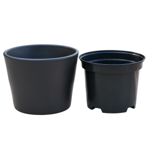 Doniczka ceramiczna PRYMULA 12cm ANTRACYT MAT - osłonka z wkładem