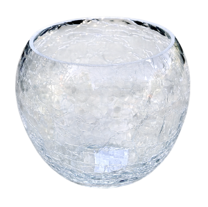 Osłonka szklana KULA KRAKLA 17cm popękane szkło - doniczka do storczyka